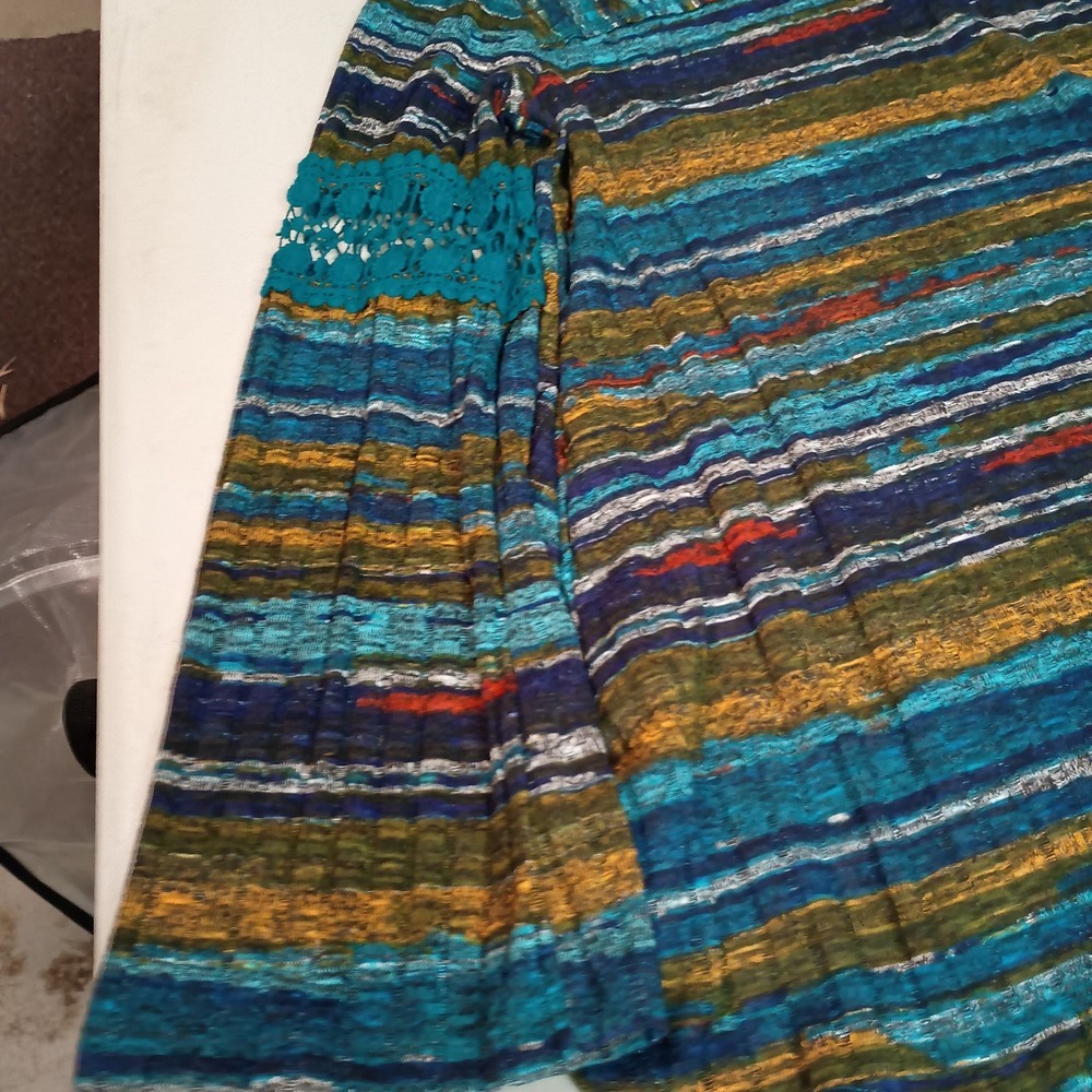 Boho Striped Crochet Bell Sleeve Tunic Top‎ Women's Multicolored - Picture 7 of 10